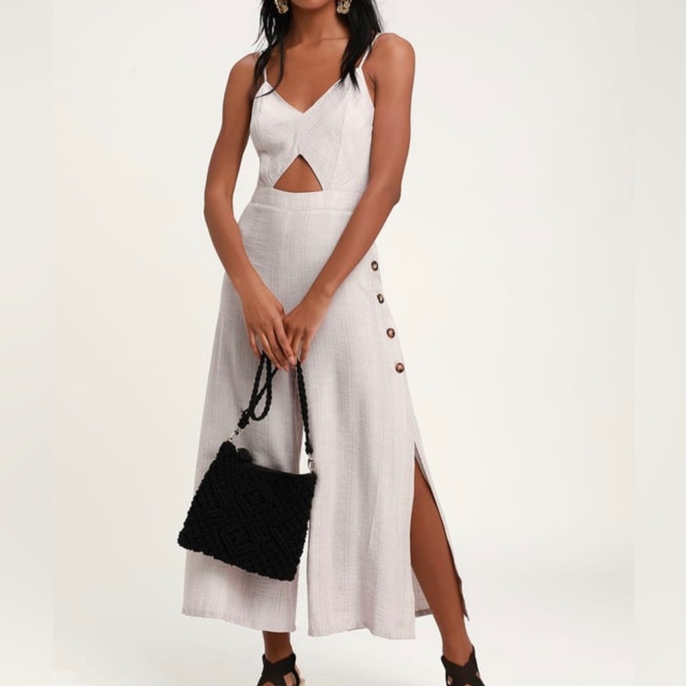 Taupe tie-back jumpsuit